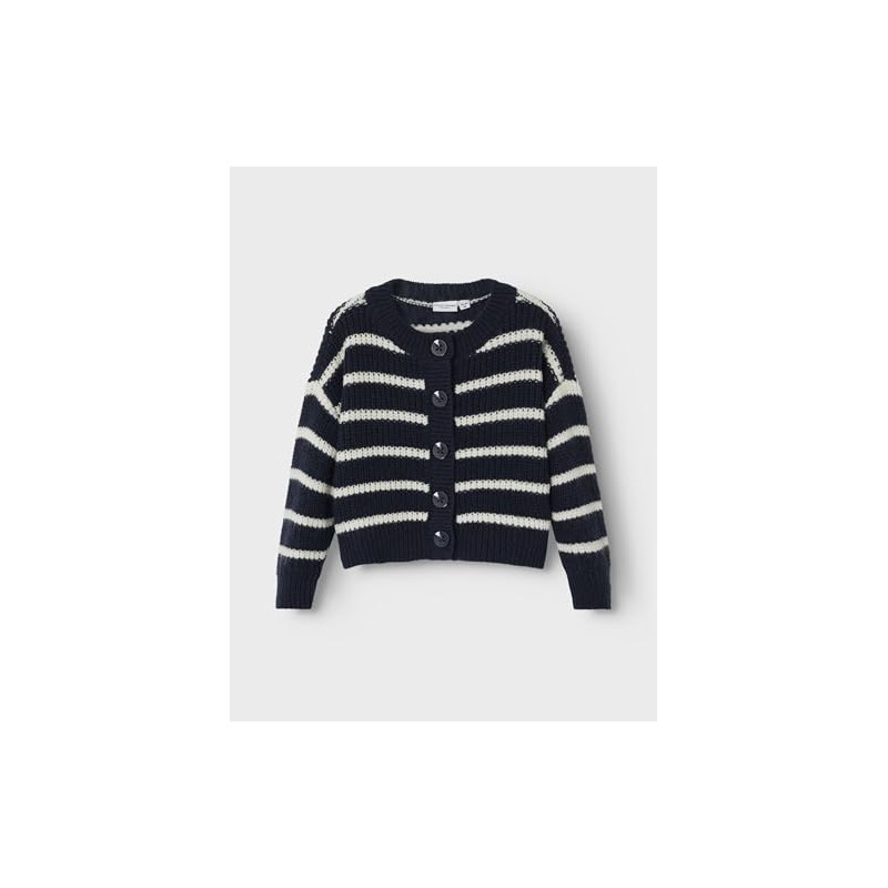 NAME IT Girl Striped Cardigan, Dark Sapphire
