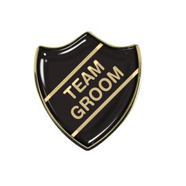 Team Groom Gel Domed Black School Shield Badge