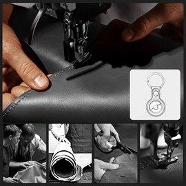 PU Leather AirTag Case Cover with keychain - Anti-Fall, Scratch-Resistant & Secure-Fit Protective AirTag Accessories - AirTag Keyring, AirTag Holder for Pet Collar, Luggage, Backpack - (Blue)