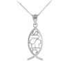 925 Sterling Silver Vertical Jesus Ichthus Charm Christian Fish Pendant