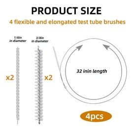 4 Pieces Feeding Tube Brushes, Cleaning Brushes, 32 Inches Long with Soft Nylon Bristles Head, Suitable for Cleaning Feeding Tubes and Racking Lines (1/6 Inch and 3/8 Inch Diameter)