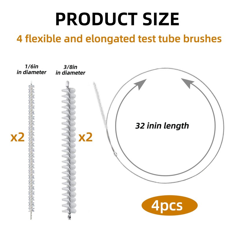 4 Pieces Feeding Tube Brushes, Cleaning Brushes, 32 Inches Long