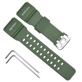 OliBoPo Natural Resin Replacement Watch Strap for Casio Mens G-Shock Master of G Mudmaster Twin Sensor Sports Watch GG-1000/GWG-100/GSG-100 (Green)