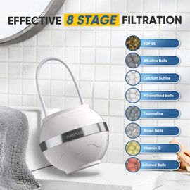 PUREPLUS Bath Ball Bathtub Water Filter for Tub Faucet,2500 Gallons Filtration,8 Stages Bath Filter, Advanced KDF Filtration,Reduces Chlorine & Heavy Metals, Consistent Water Flow, Hard Water Softener