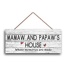GUQFF New Sign Mamaw and PAPAW'S House Sign, Where Memories are Made, Distressed Style, Gift for Grandparents, Weatherproof, 6" x 12"