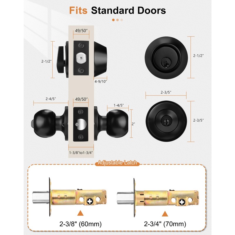 Probrico Front Door Keyed Entry Knobs and Single Cylinder Deadbolt