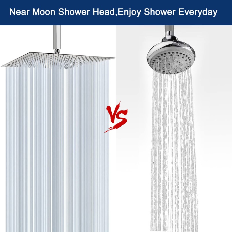NearMoon Rain Shower Head With Shower Arm, Ceiling Mount Square