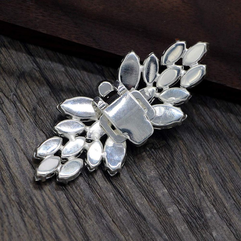 TENDYCOCO 1 Pair Shoe Buckle Rhinestone Crystal Shoe Clip Silver