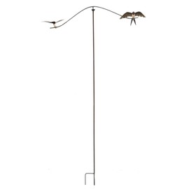 MAISONICA Tall 1.5m Rusty Swallow Metal Garden Stake Spinner Balancer Stake Ornament Decoration