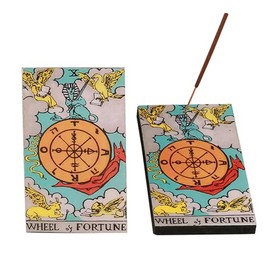 SOUL STICKS 3 x 5 Tarot Card Wood Incense Stick Burner Ash Catcher (Wheel of Fortune)