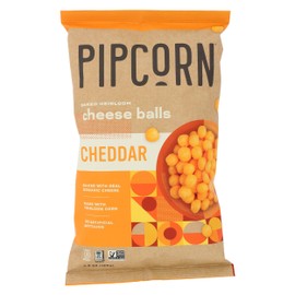 Pipcorn, Heirloom Cheese Balls Cheddar, 4.5 Ounce