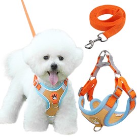 Culinavog Dog Harness Set, 1 Piece Adjustable Dog Harness with Padded Vest, Easy to Use, Multi-Purpose Dog Harness, Puppy Harness for Small Dogs, Cat Harness (Orange, X-Small)