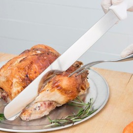 TrueCraftware- 12" Blade Roast Beef Slicer German Steel with White Polypropylene Handle- Razor Sharp Multipurpose Carving Knife Kitchen Chef Knife for Bread Meat Vegetable Poultry Cutting