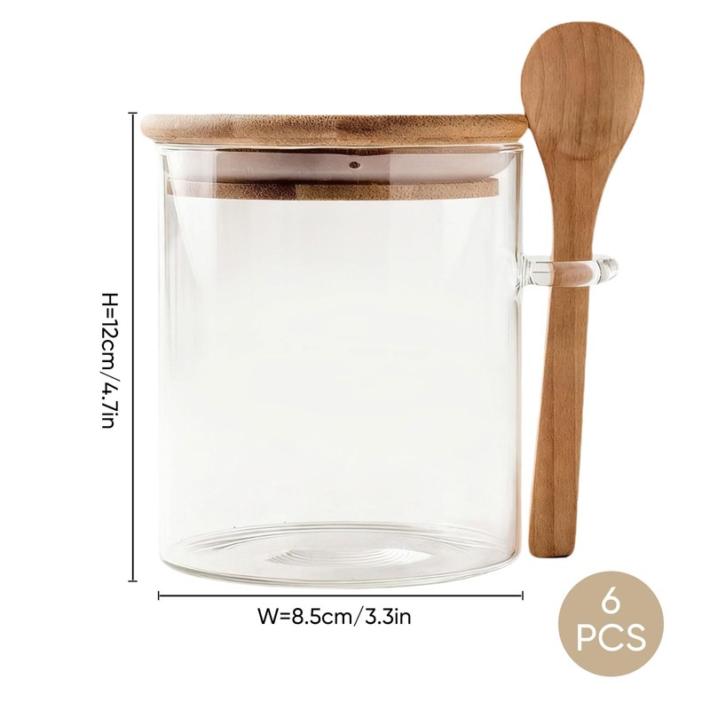 Varku 6 Pcs Glass Jars with Bamboo Lids and Spoons,