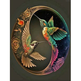 QAZWSX Hummingbird Diamond Painting Kits for Adults Yin Yang Animal Full Drill Diamond Painting Kits for Kids Beginner with Diamonds Gem Art and Crafts for Home Wall Decor Gift 30x40cm/12x16in