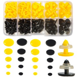 Zhbrchz 272pcs Plastic Safety Noses 5 Sizes 2 Colors Craft Oval Nose Eyes with Washers for Amigurumi Crochet Bears Puppet Stuffed Animals Doll Making