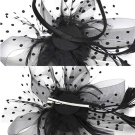 Fascinators Hats 20s 50s Pillbox Hat Cocktail Tea Party for Women (Black, One Size)