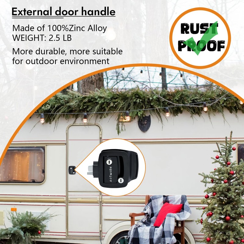 AOTWSEN Camper Door Lock,Rv Door Lock Replacement- Paddle Handle Deadbolt
