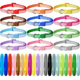 YFDFFSDCY 32 Pack Puppy Litter Collars Bulk Soft Colored Nylon Whelping Collars for Puppies Newborn Adjustable Identification Puppy Collars for Litter Small Medium Dogs, 2 Styles