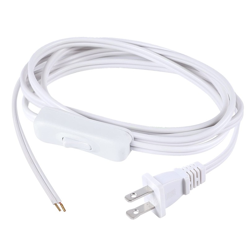 Lamp Cord has Button Switch UL304 2A/120V,Plug,Stripped Ends Ready for