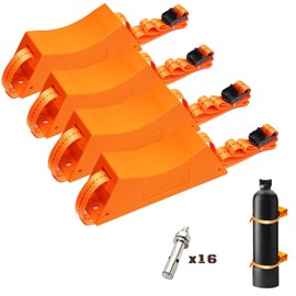4Pcs Cylinder Wall Mounted Bracket Propane Tank Holder Gas Cylinder Holder with SUS 304 Screws & 59 Inch Straps Supported 4"-12",Orange