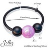 Black Nose Ring Pink Opal 20 Gauge 925 Silver Black