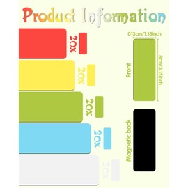 Pack of 100 Magnetic Strips Writeable, 80 x 30 mm Writeable Magnets for Kanban Board, Wipe-Clean Magnetic Signs for Labelling, Whiteboard Magnet for Fridge Metal Cabinet (5 Colours)