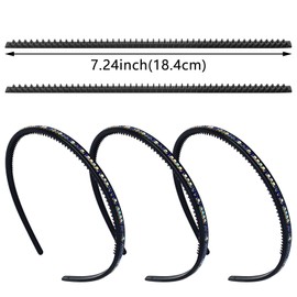 15 Pack Headband Rubber Teeth Comb Black Anti-Slip Self Adhesive Hair Bands Teeth for DIY Girls Hairband Soft Thin Silicone Grips Rubber Teeth for DIY Hair Accessories