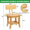 Ollieroo Two-Tier Bamboo Shower Chair for Inside Shower, Waterproof Baby