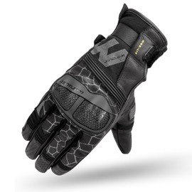 WARDLER Motorcycle Gloves for Men, Full-Grain Goat Leather, Atlas, Men's Biker Gloves, TPU Knuckle Protection, Riding Racing Gloves, Touchscreen, Velcro Wrist (Black, Large)