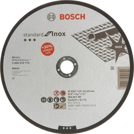 Bosch Professional 1x Standard for Inox Trennscheibe (für Edelstahl, Ø 230 x 1,9 x 22,23 mm, Gerade, Zubehör Winkelschleifer)