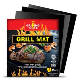 Grilling 4 Life BBQ Grill Mat - 2022 Set of 3 Heavy Duty Heat Resistant 600 Degree 100% Non-Stick Best Grill Mats (15.75 x 13 inches)