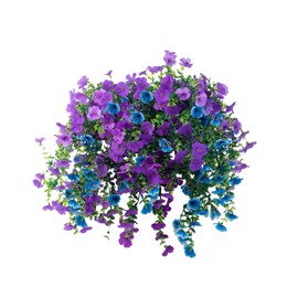Artificial Hanging Flowers for Outdoors, Uv Resistant 6Pcs Realistic Plastic Fake Faux Daisy Plants Colorful for Indoor Outside Garden Porch Window Box Home Pot Planters Decoration(Blue&Pouple)