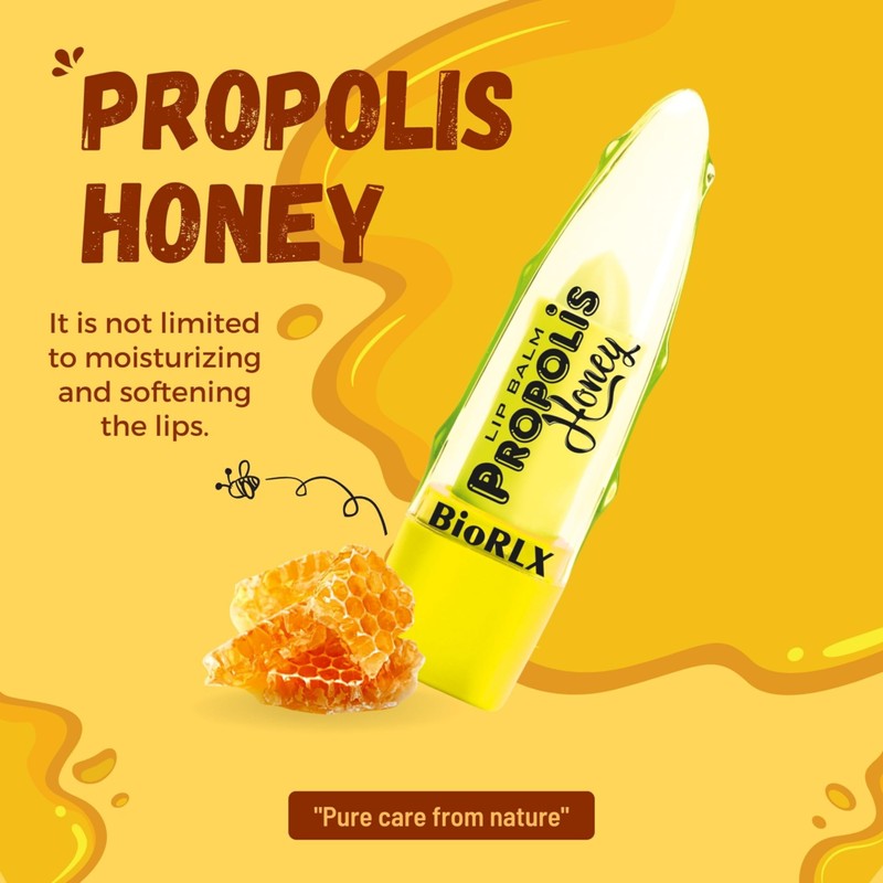BioRLX Propolis and Honey Lip Balm - Natural Color-Free Moisturizing
