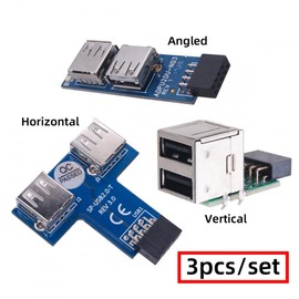 CY 3pcs/set 9 Pin USB2.0 Motherboard Front Panel Header Female to Dual USB Female Adapter Vertical Horizontal Type