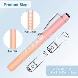 Diagnostic Light Pupil Light, RISEMART Pack of 2 Reusable LED Pen Lamp with Pocket Clip as Nurses Doctors Students Pen Light (Gradient Blue/Green + Pink-Orange)