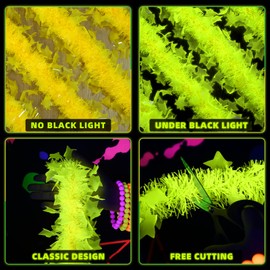 Mega-L Glow in The Dark Party Supplies, 26ft Fluorescent Yellow Star Neon Garland Decorations Cute Hanging Ceiling Decorations for Birthday Party Home Wall Decor