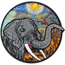 Save The Earth Elephant Wildlife Iron-On Patch Embroidered Artwork Preserve & Protect Species Protection Environmental Protection Nature Friends Sticker Iron-On Patch Embroidery Applique Badge 80 x 80