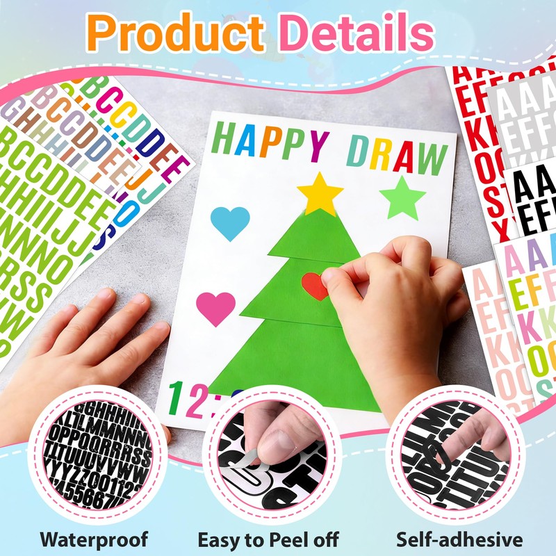 1470Pcs Letter Stickers Alphabet Stickers Vinyl Self Adhesive Mailbox Numbers,15