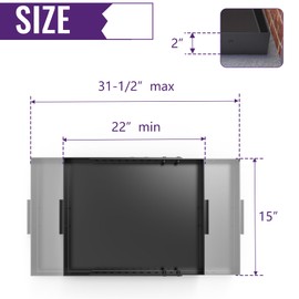 Mxclimate Fireplace Tray Ash Pan,Adjustable Black Ash Pan with Handles for Inside Fireplace.Expandable Galvanized Steel Ember Holder Fireplace Pan for Ash Collection,Rectangle