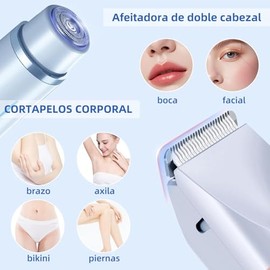 Depiladora Eléctrica y Rasuradora para Mujer 2 en 1, Doble Cabezal