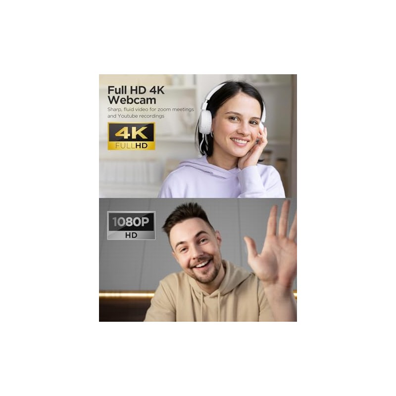 NIVEOLI Cámara Web 4K con micrófono y Cubierta de privacidad