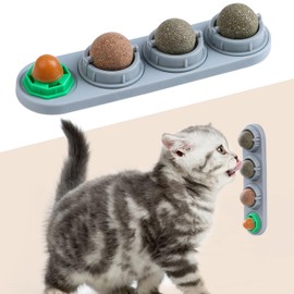 CCINEE Catnip Balls for Cats Wall Catnip Toys Edible Cat Toys for Cat Lick Safe Healthy Kitten Chew Toys Teeth Cleaning Dental Cat Toys(4 Flavor)