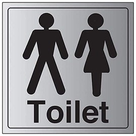V Safety 71050AT-SABRSH VSafety General Door-Gents/Ladies Toilet Sign 200mm x 200mm-Self Adhesive Alu Effect