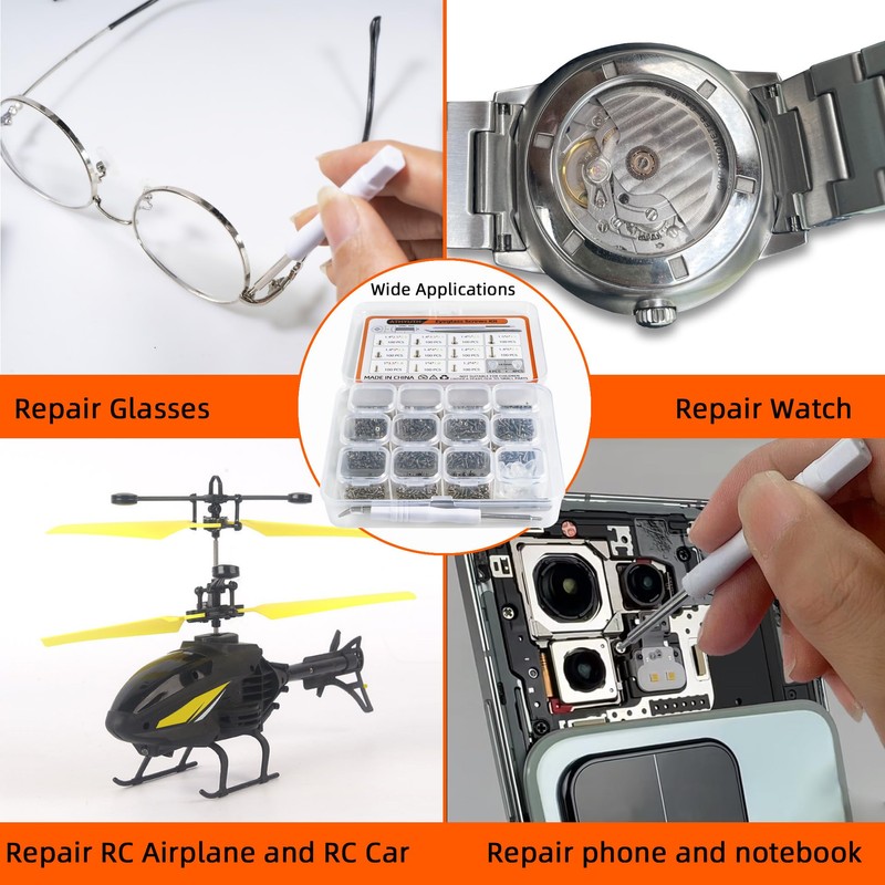 1100Pcs (11 Sizes) Micro Screw Kit Eyeglass Sunglass Repair Kit