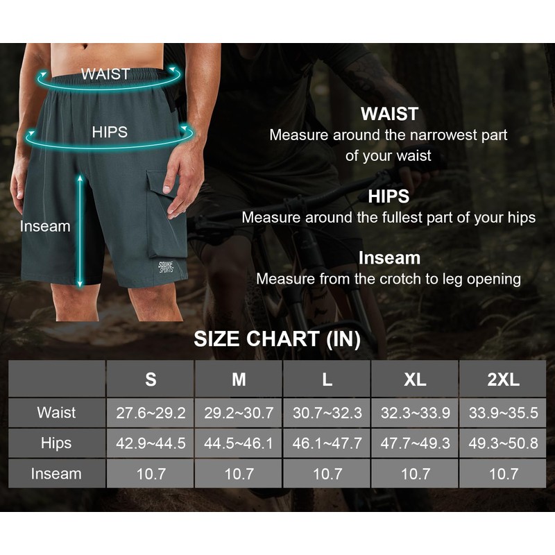 Souke Sports Men's Mountain Bike Shorts 4D Padded MTB Cycling