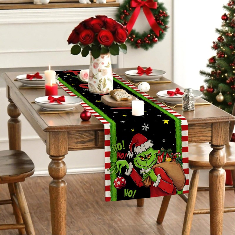 Christmas Table Runner Navidad Kitchen Dining Table Centerpiece Winter Xmas