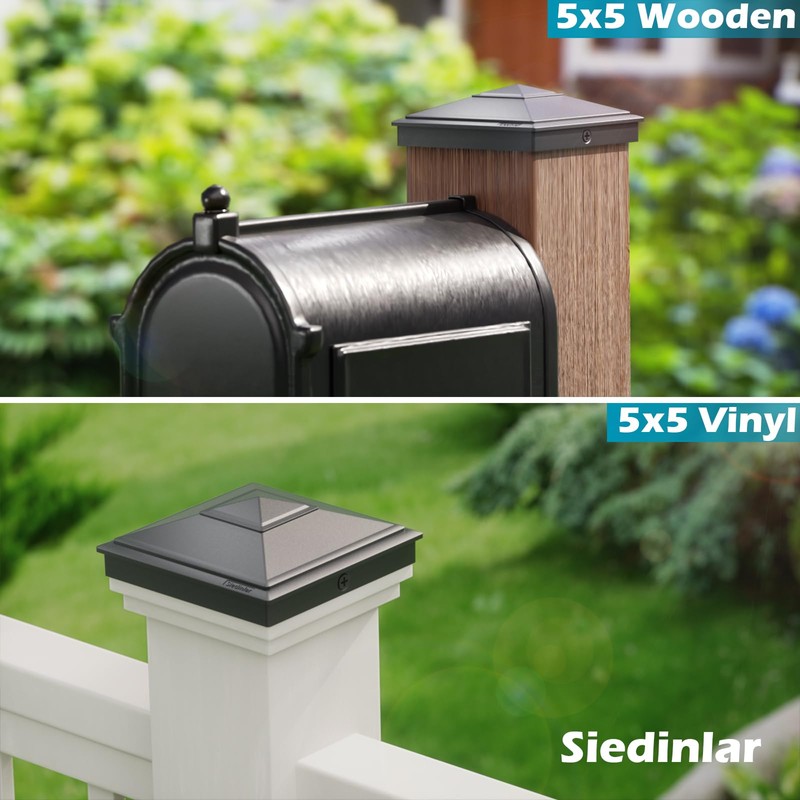 SIEDiNLAR 5x5 Pyramid Post Caps Outdoor Waterproof 5X5 Post Cover,
