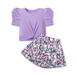 BAVADER Toddler Girl Clothes 4t 3t Girl Clothes Toddler Clothes for Girls Twist Front Crop Top Toddler Girl Outfits 2Pcs Short Sets 3t 4t Girls Clothes Toddler Girl Summer Outfits