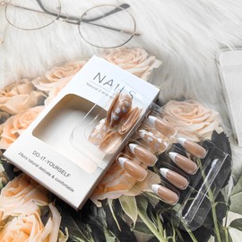 White Press on Nails French Tip Fake Nails with Glue Almond Nails Press on Acrylic Nails Heart False Nails Glossy Glue on Nails Full Cover Acrylic Nails Stick on Nails Medium Press on Nails for Women